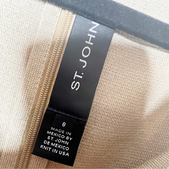 St. John Tan Cowl Neck Sleeveless Dress Size 8 - Picture 3 of 5